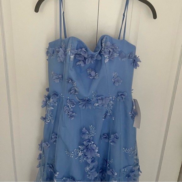 Helsi Audrey Square-Neck Floral Applique Sheer Midi Dress - Periwinkle - Small - Picture 2 of 7